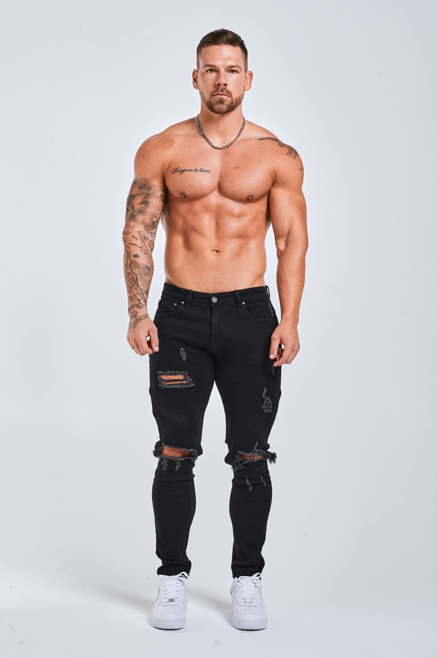 SLIM FIT KOT PANTOLON 2.0 YIRTILMIŞ & ONARILMIŞ - SİYAH
