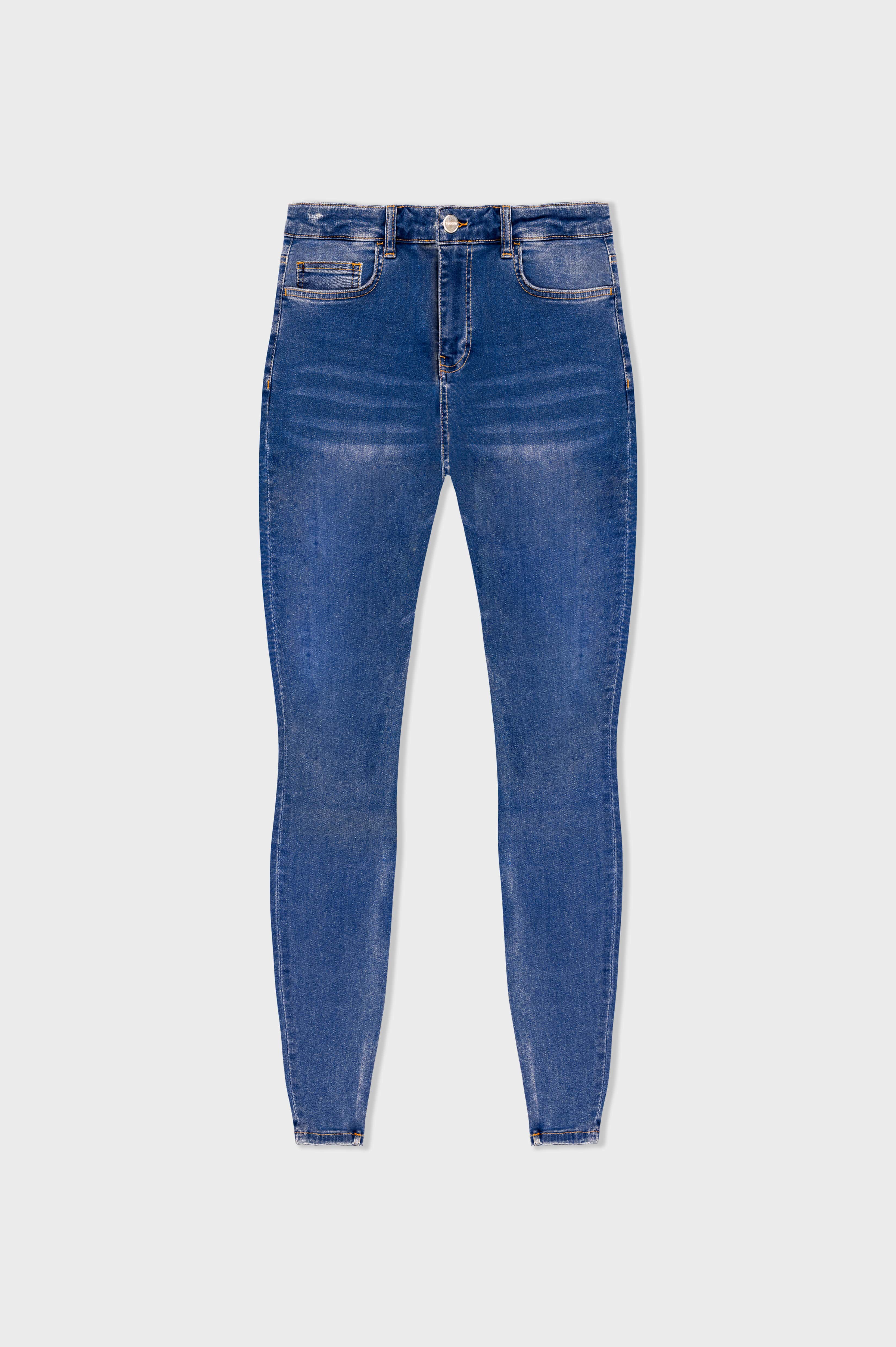 SKINNY FIT KOT PANTOLON YIRTIKSIZ - KOYU MAVİ