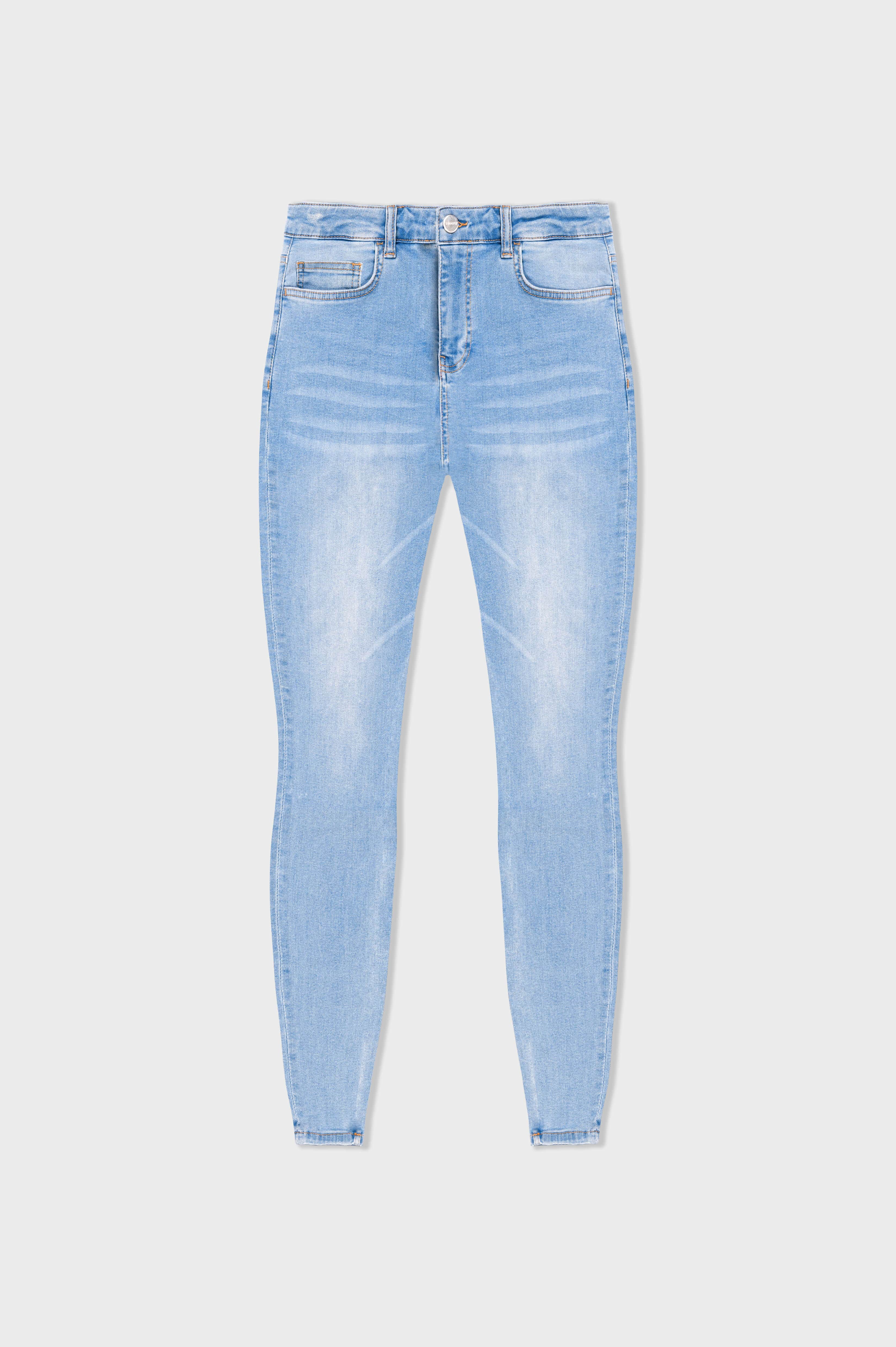 SKINNY FİT YIRTILMAMIŞ JEAN - AÇIK MAVİ