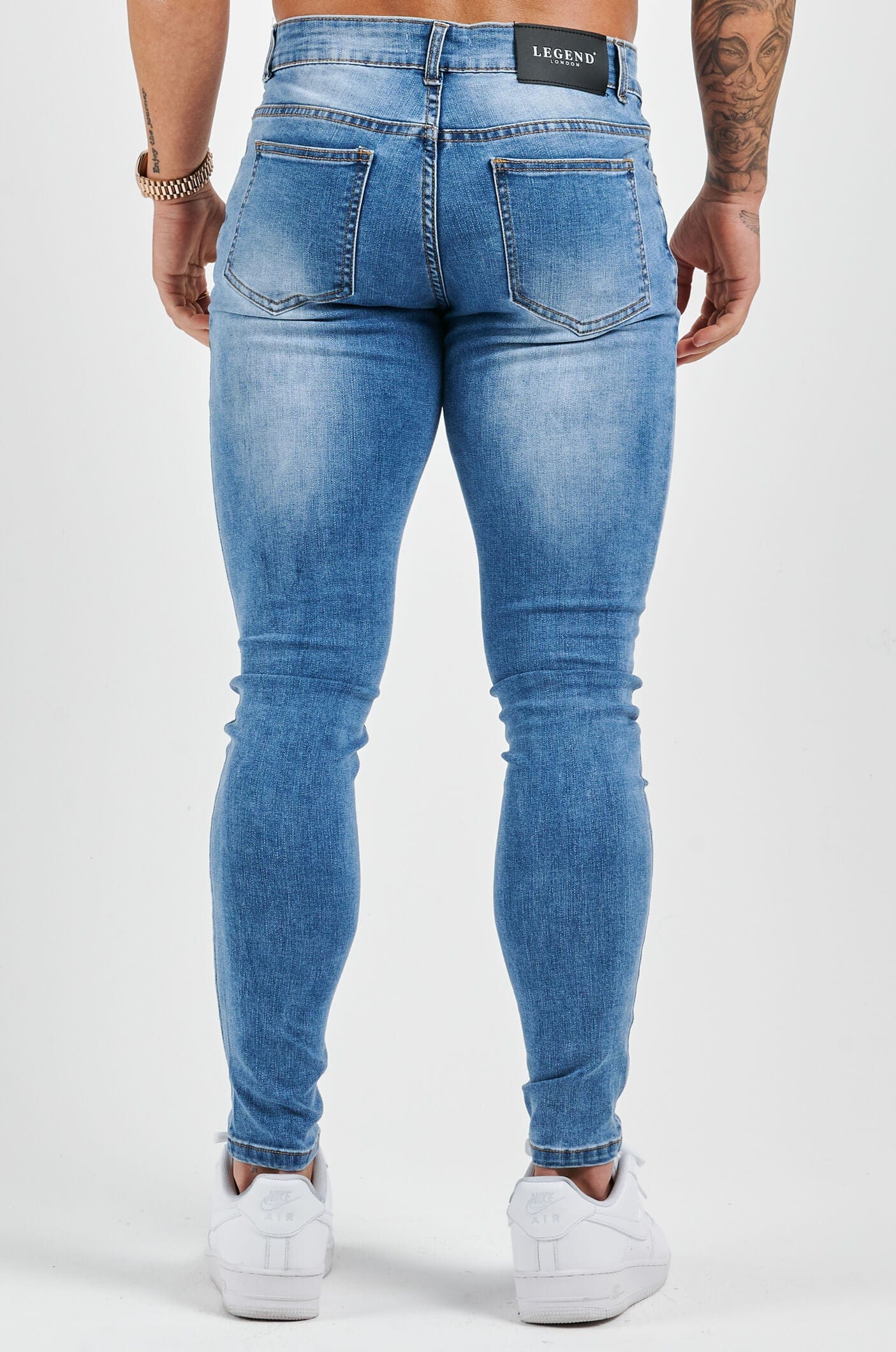 SKINNY FIT KOT PANTOLON - YIKAMALI AÇIK MAVİ