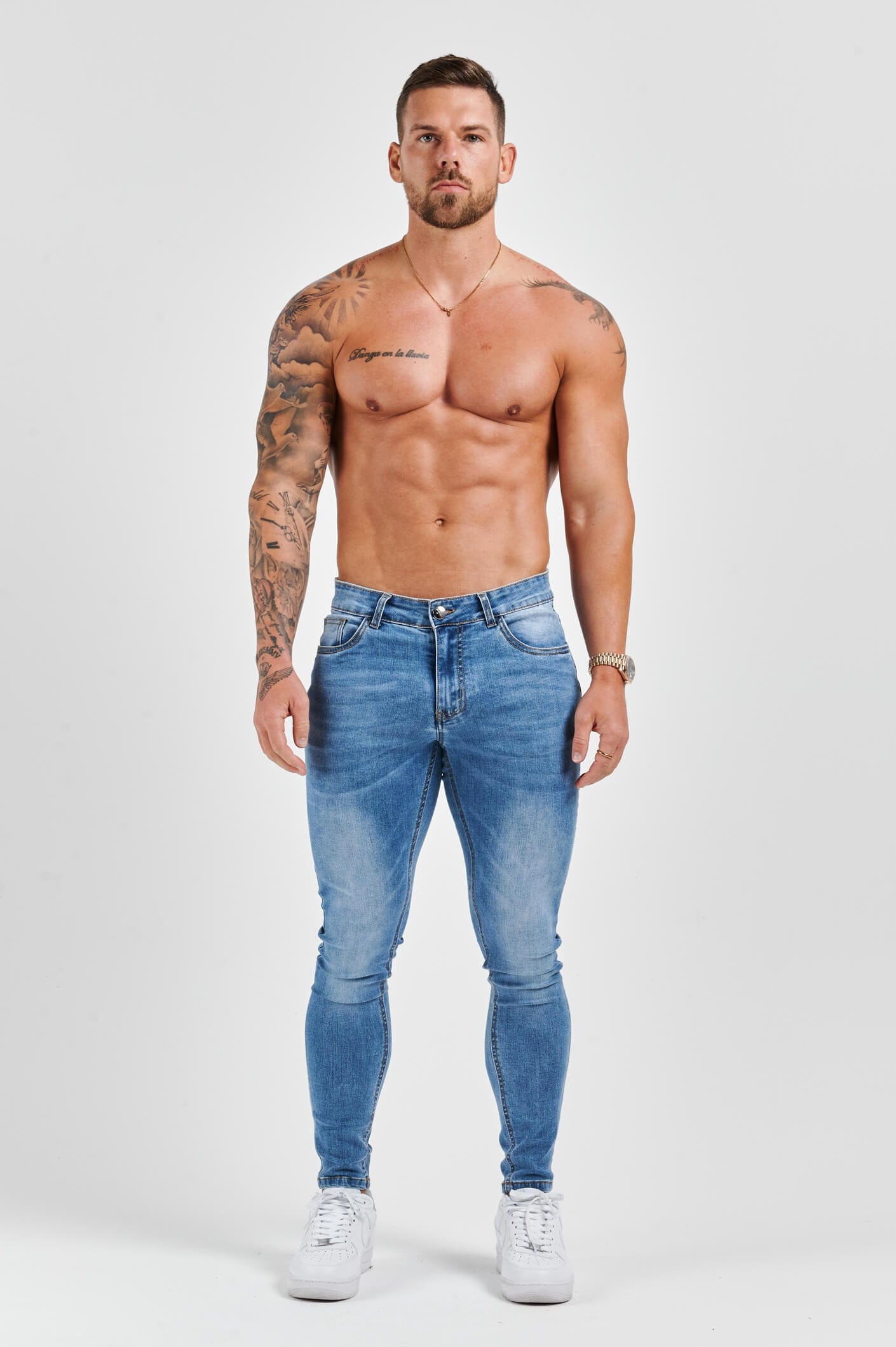SKINNY FIT KOT PANTOLON - YIKAMALI AÇIK MAVİ