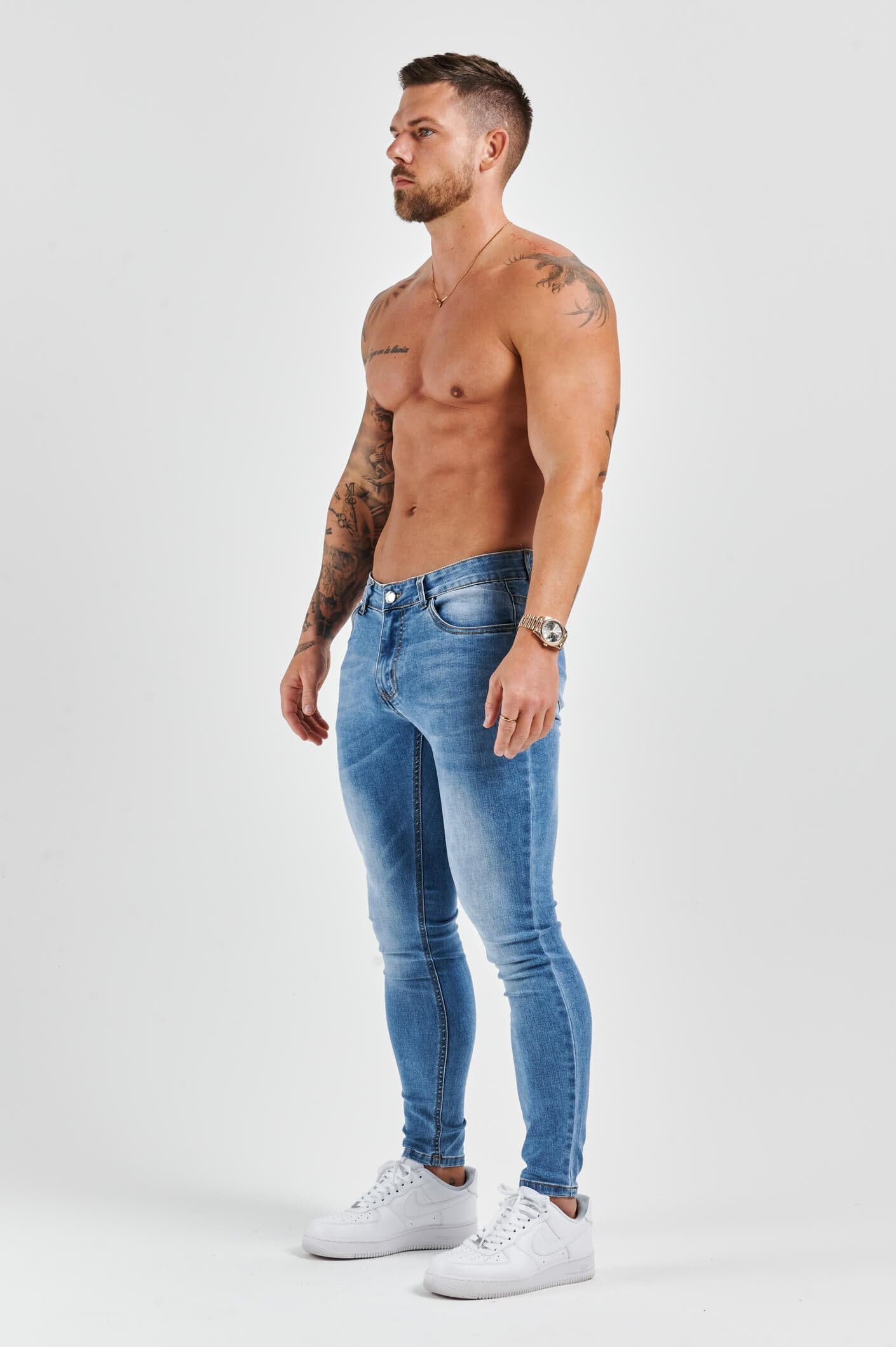 SKINNY FIT KOT PANTOLON - YIKAMALI AÇIK MAVİ