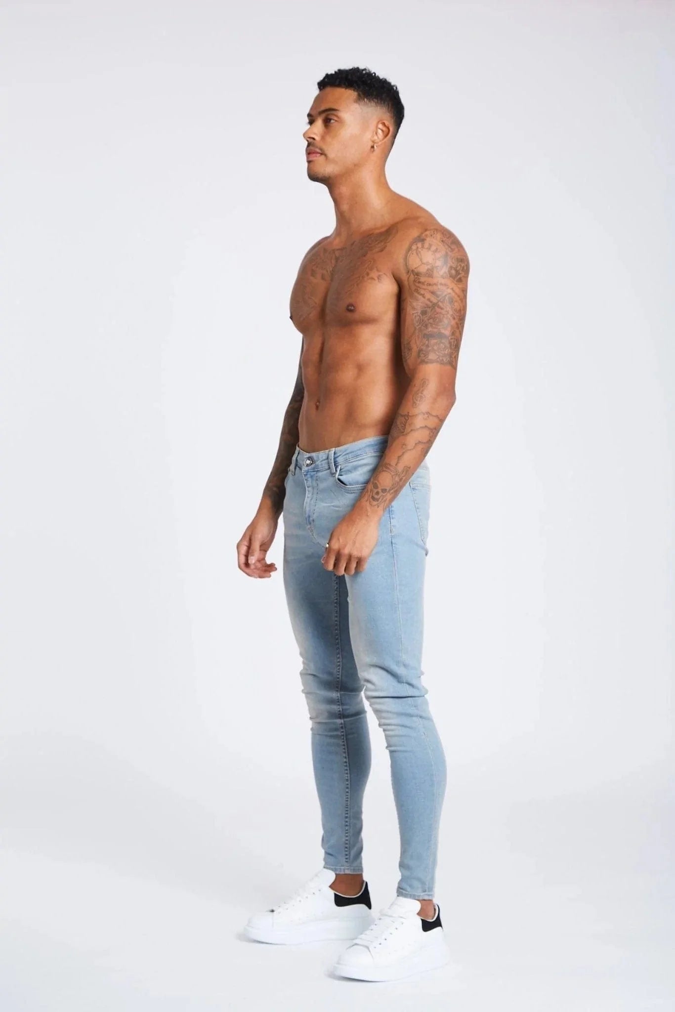 SKINNY FIT KOT PANTOLON YIRTIKSIZ - YIKAMALI TAŞ RENGİ