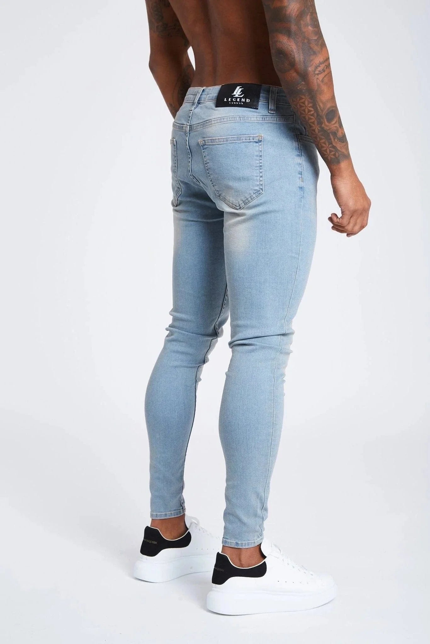 SKINNY FIT KOT PANTOLON YIRTIKSIZ - YIKAMALI TAŞ RENGİ