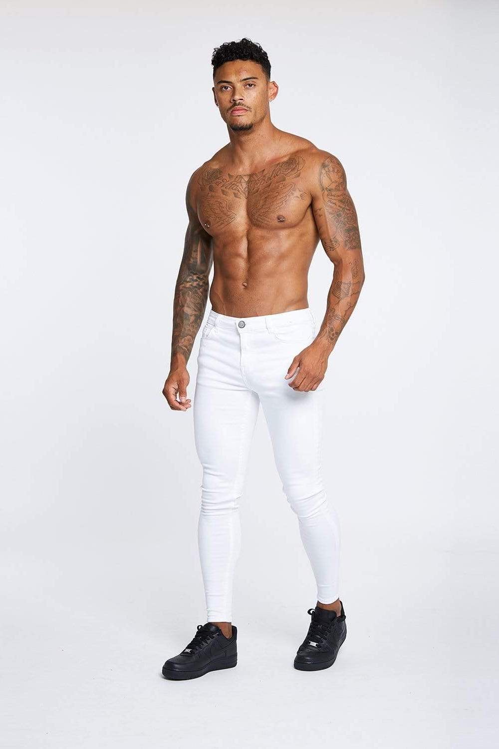 SKINNY FIT KOT PANTOLON YIRTIKSIZ - BEYAZ