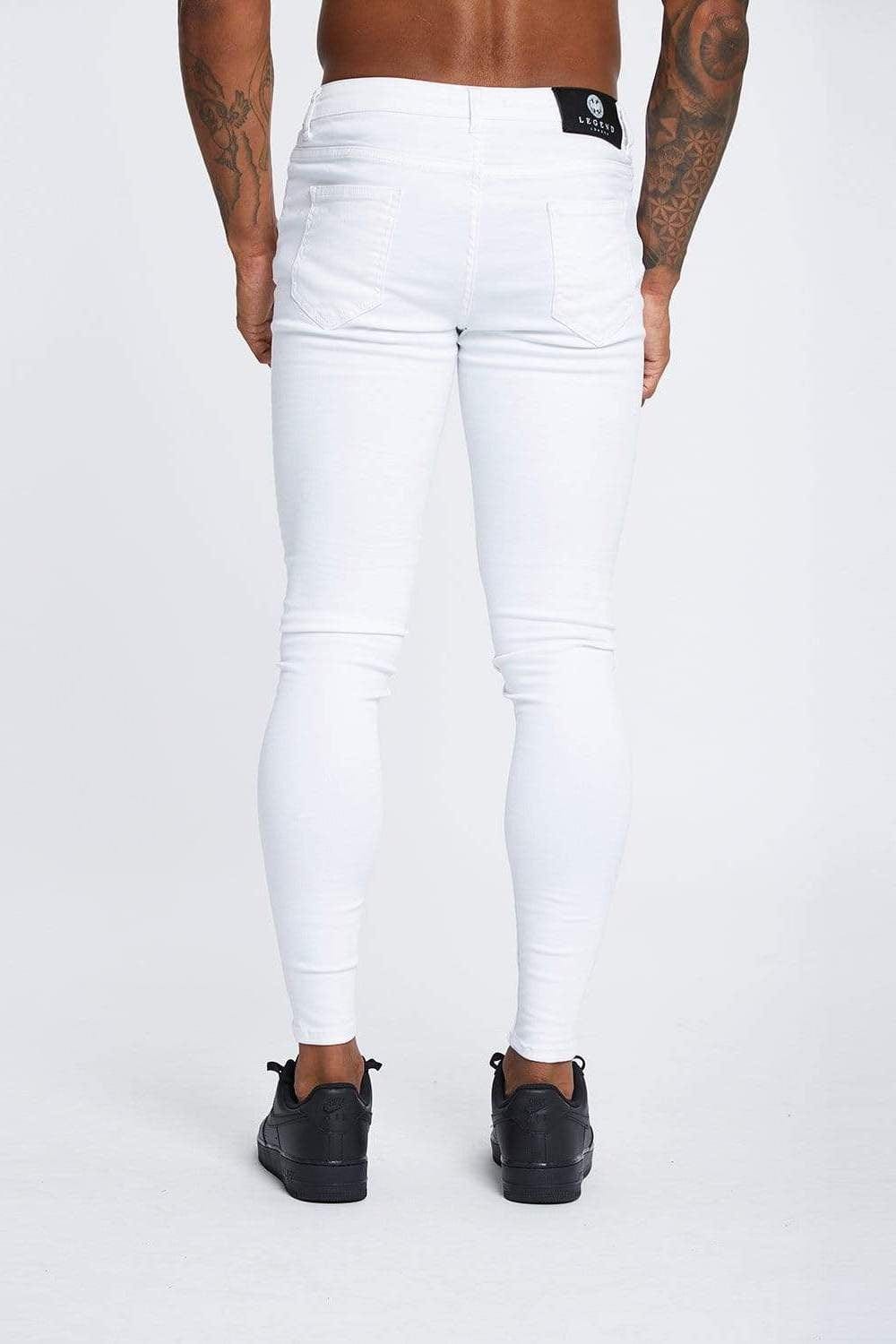 SKINNY FIT KOT PANTOLON YIRTIKSIZ - BEYAZ
