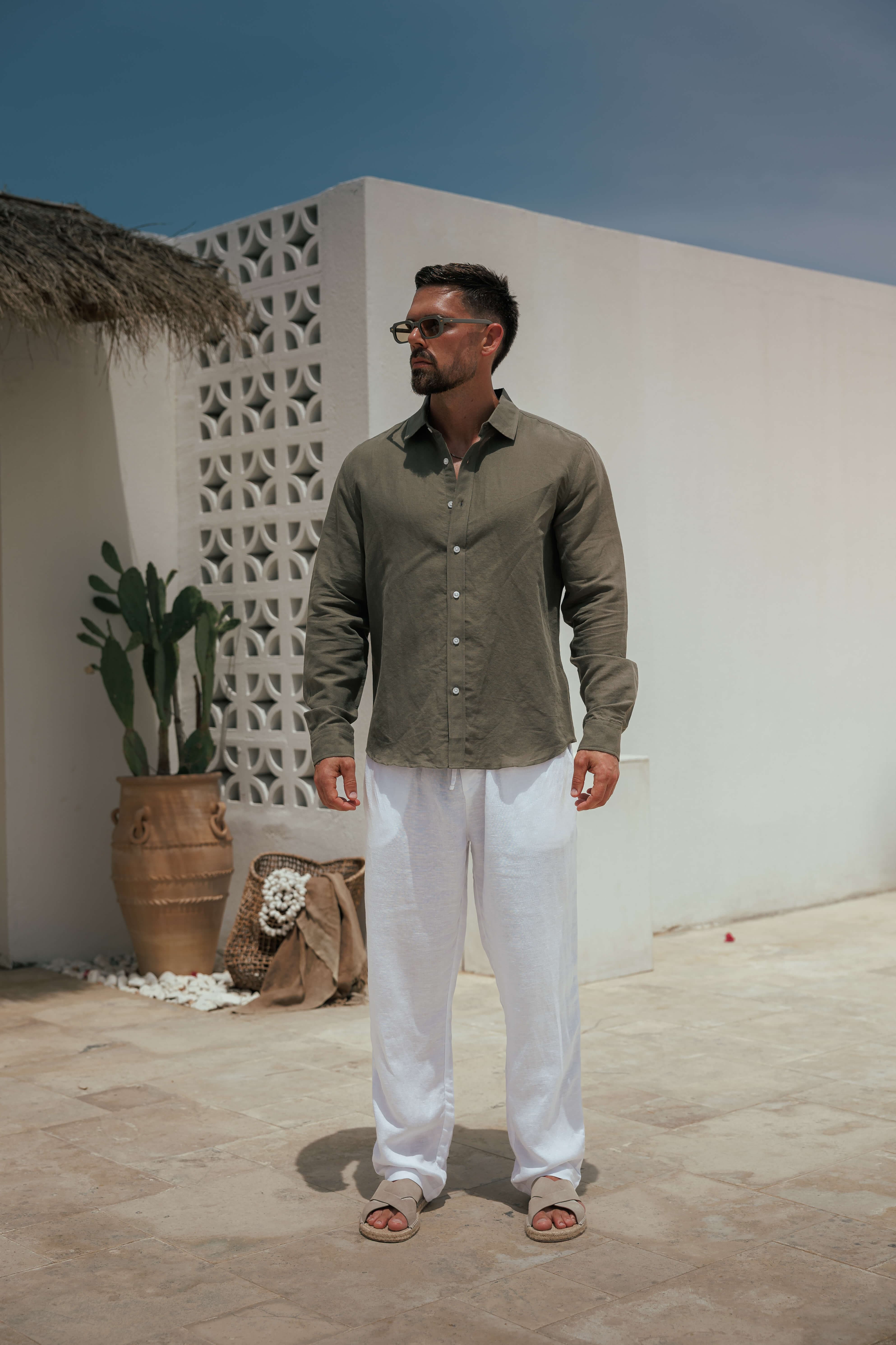 LUXE KETEN GÖMLEK -YEŞİL