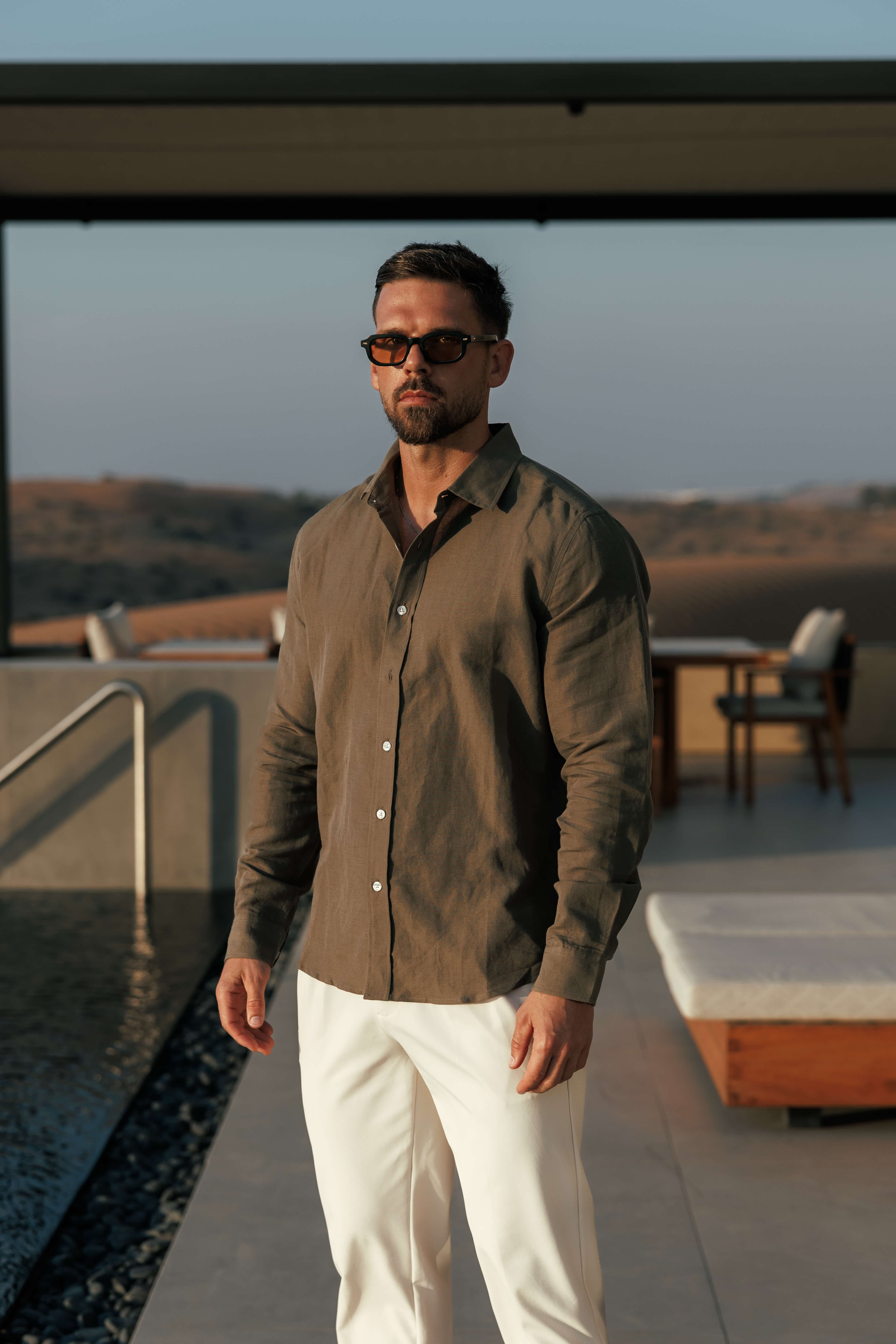 LUXE KETEN GÖMLEK -YEŞİL