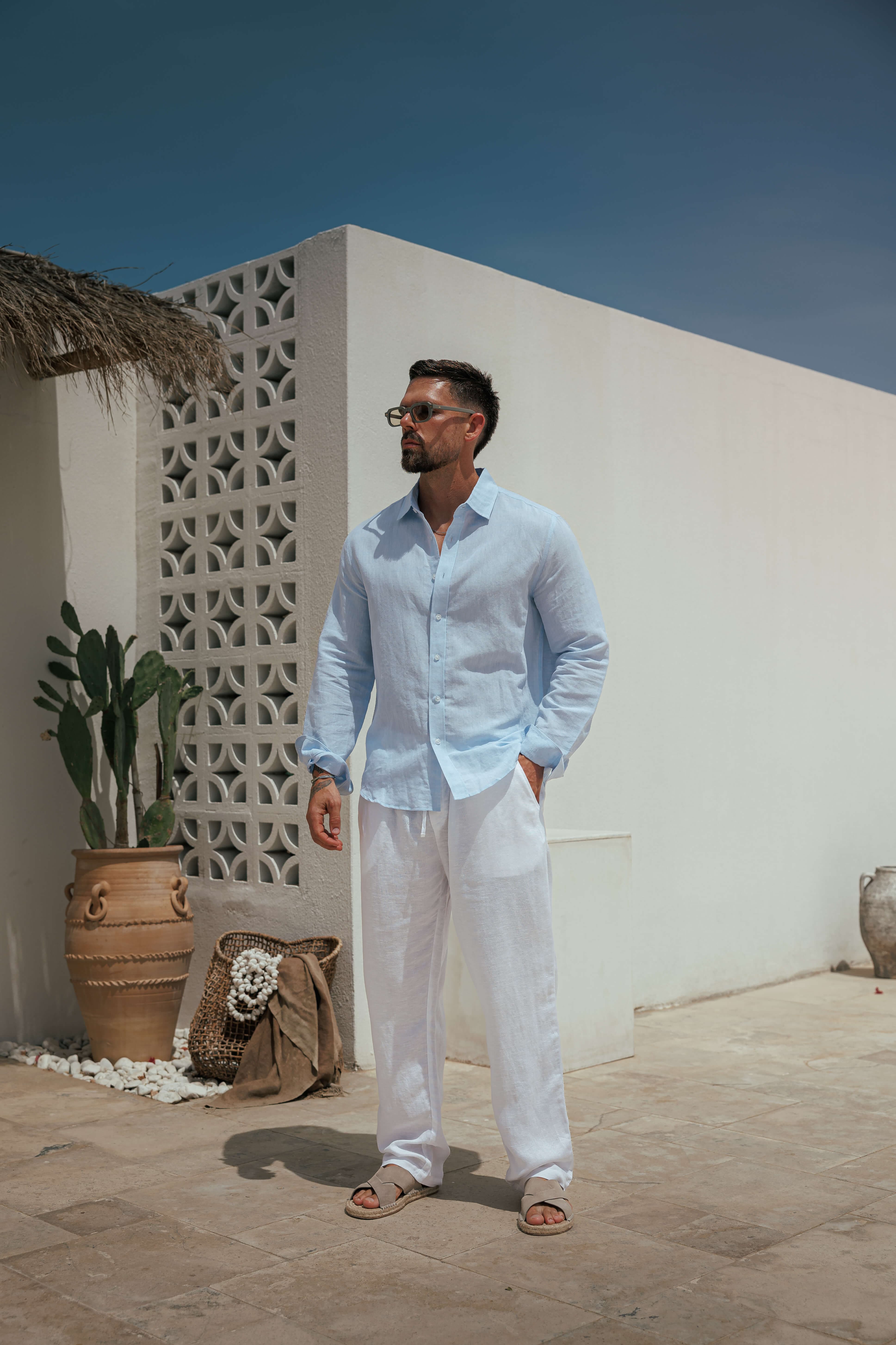 LUXE KETEN GÖMLEK - AÇIK MAVİ