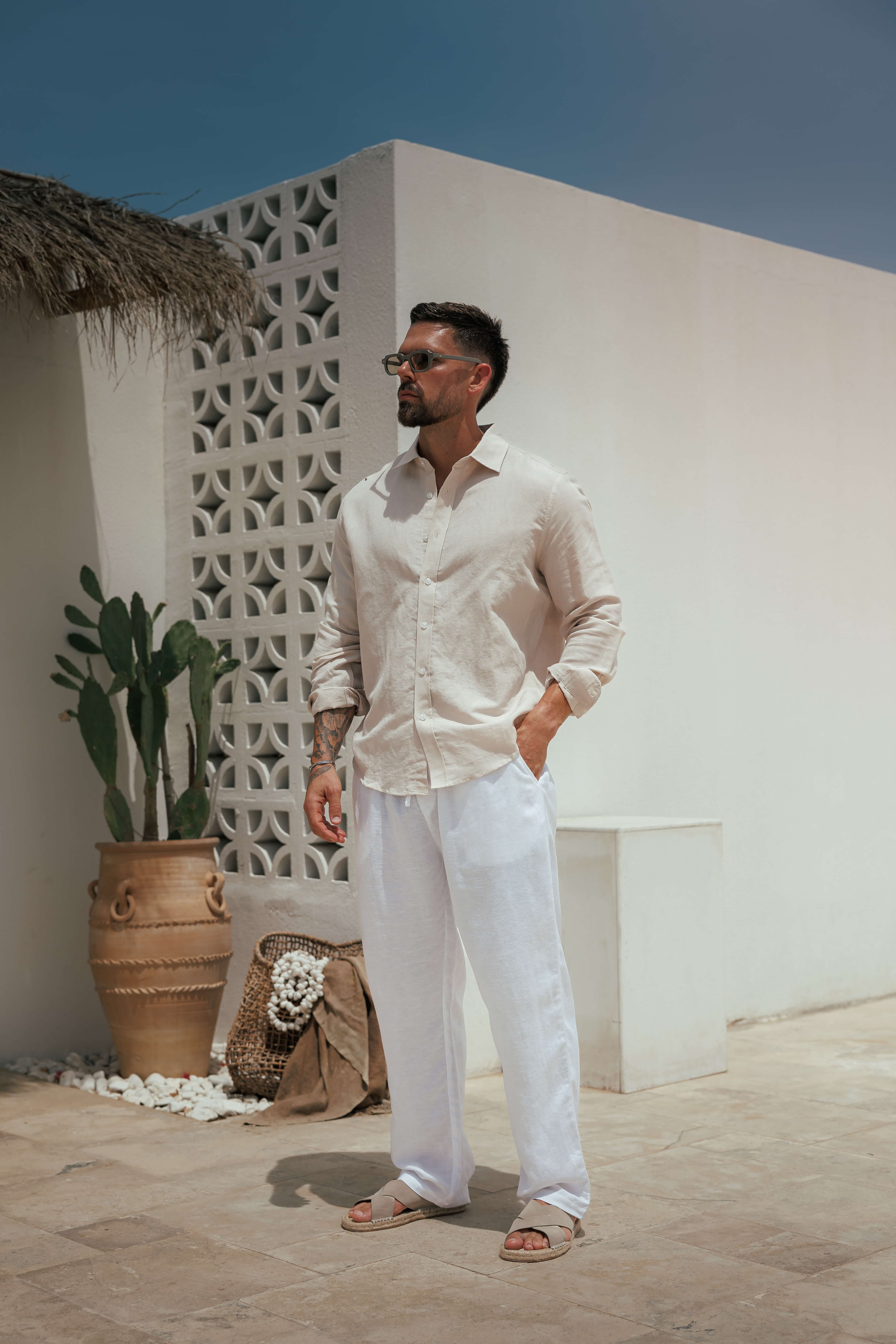 LUXE KETEN GÖMLEK - TOPRAK BEJ