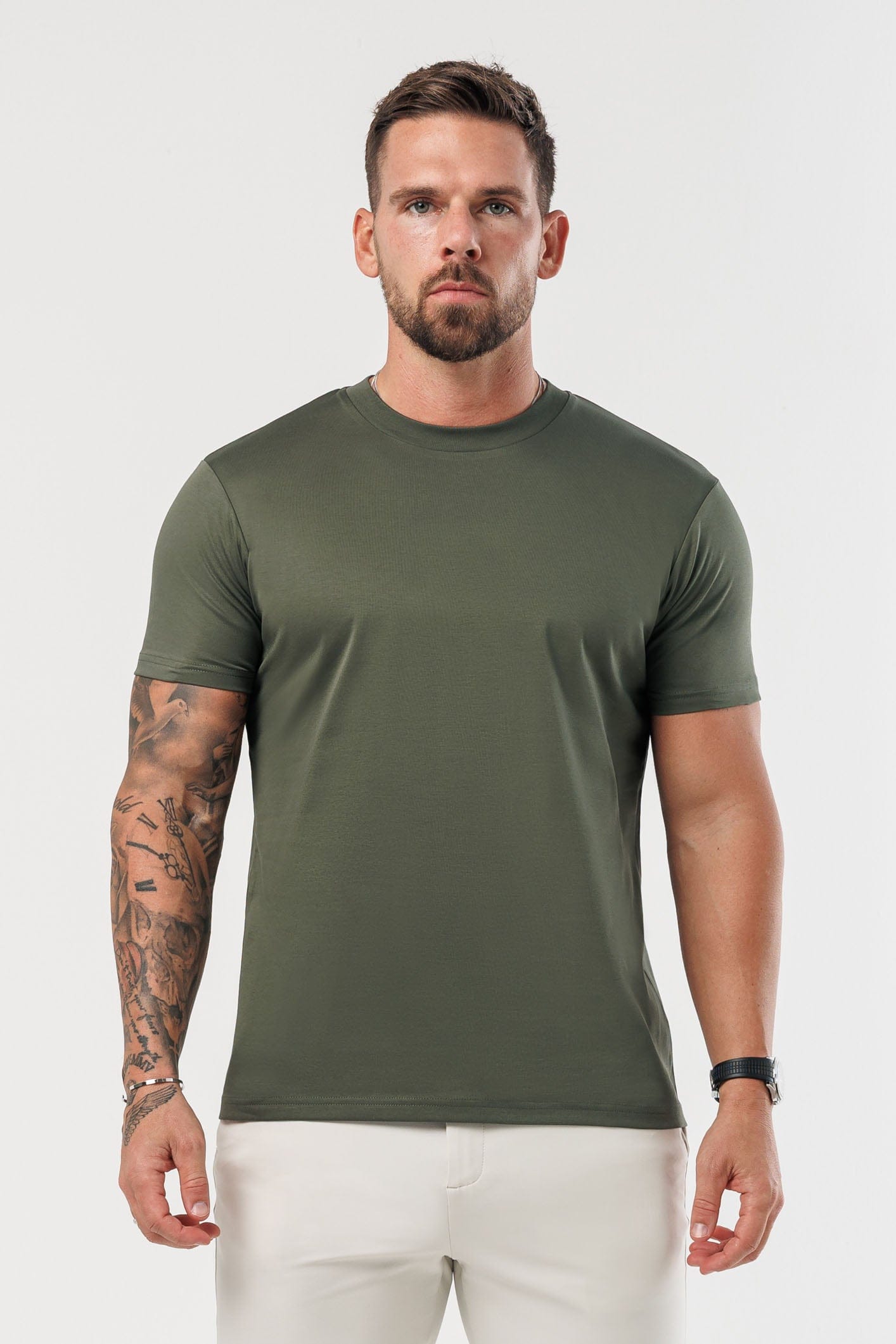 LÜKS MERSERİZE TİŞÖRT - ASKER YEŞİLİ