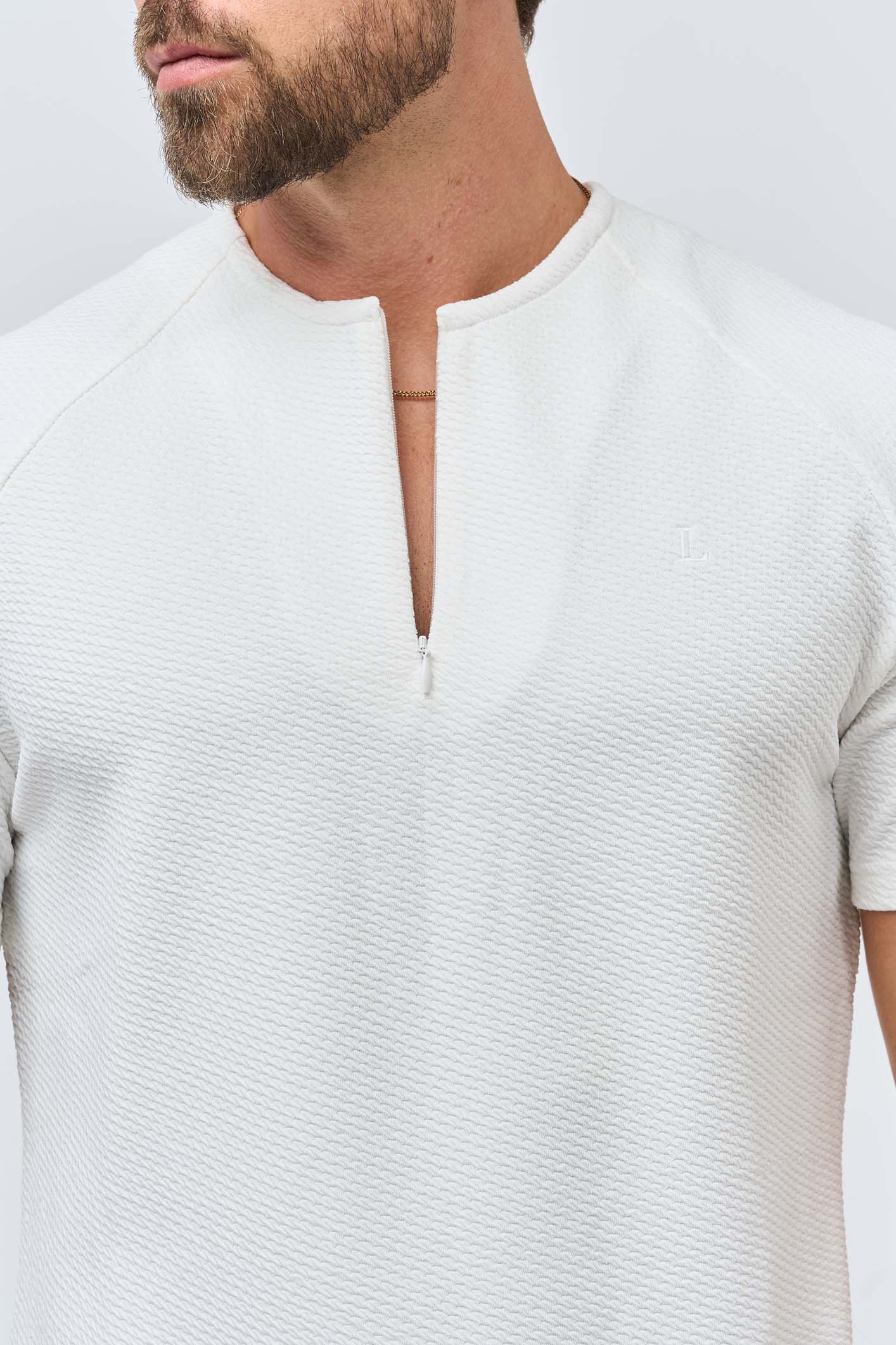 DOKULU HENLEY ÜST - BEYAZ