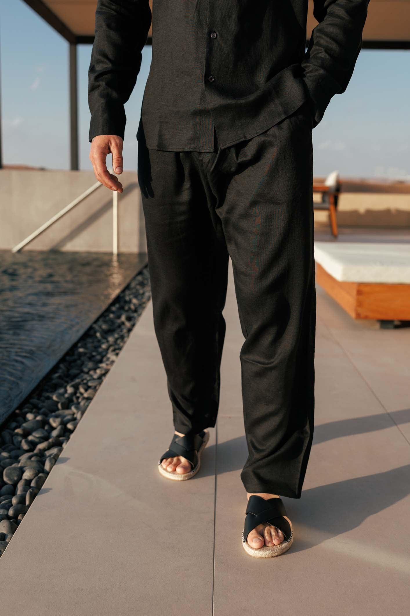 KETEN PANTOLON - SİYAH