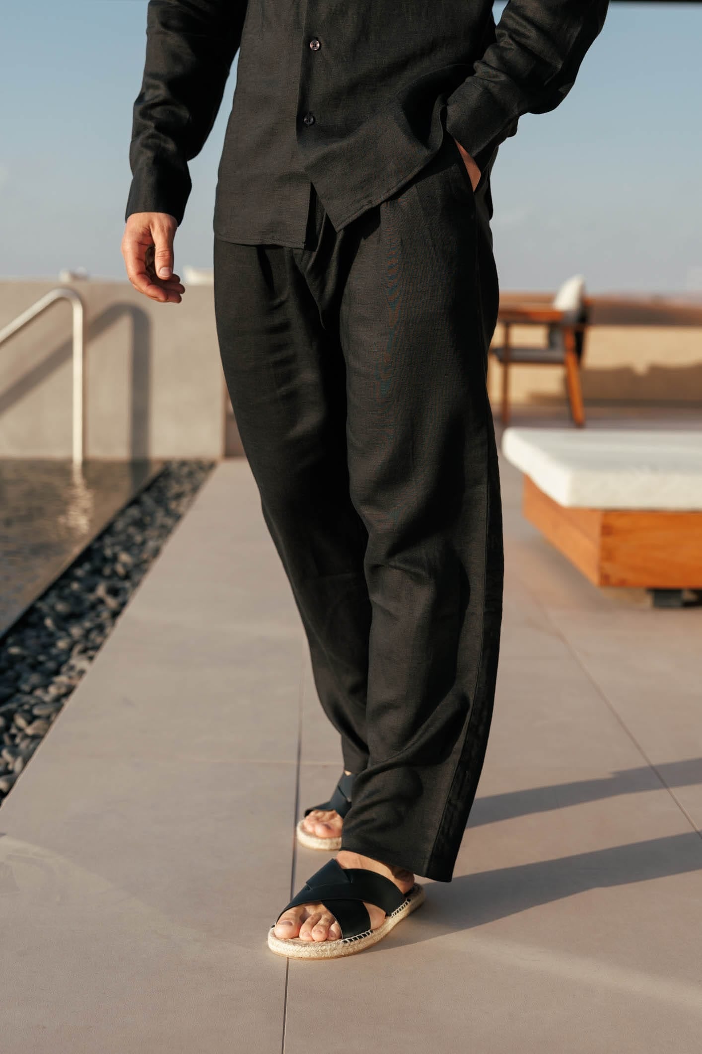 KETEN PANTOLON - SİYAH