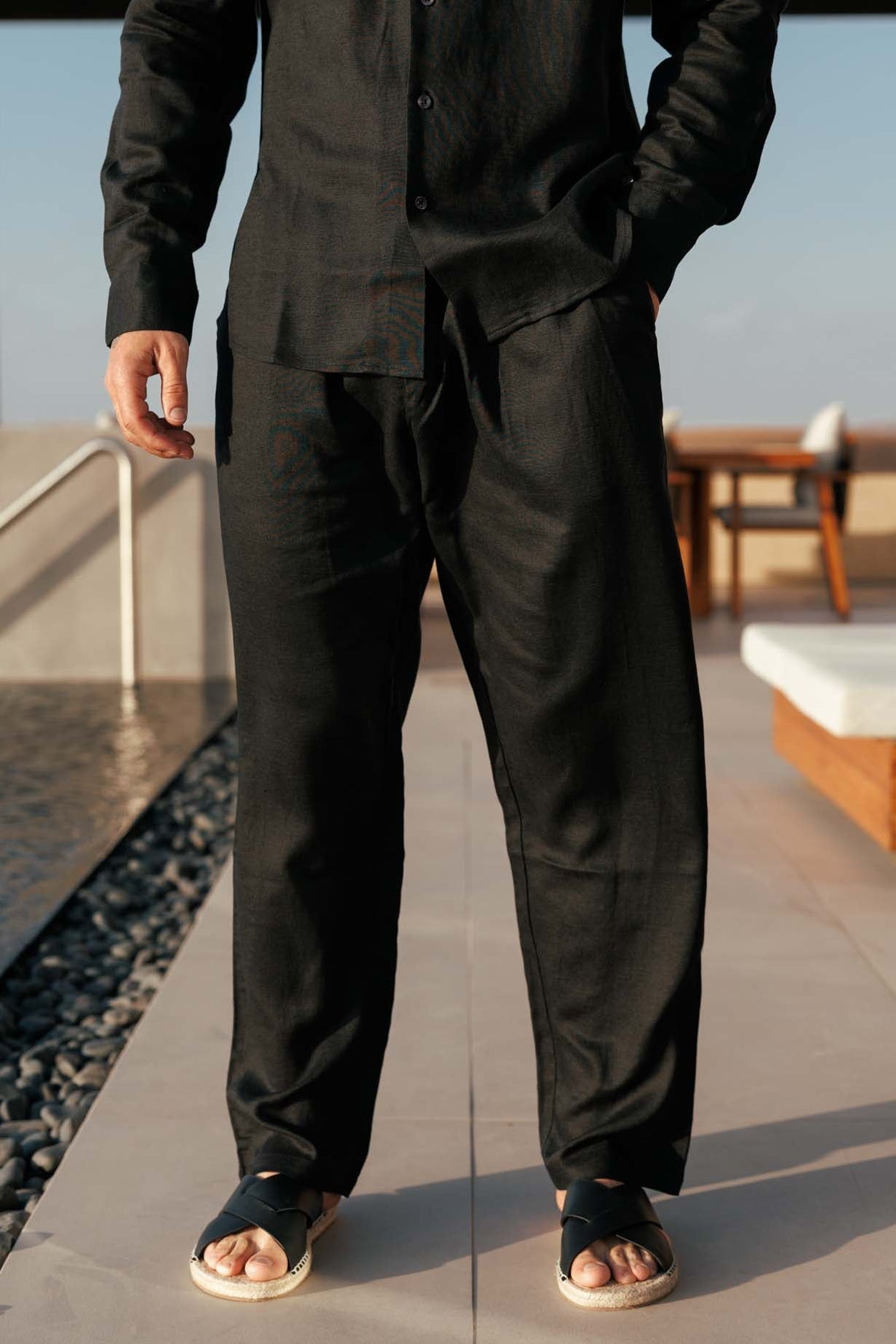 KETEN PANTOLON - SİYAH